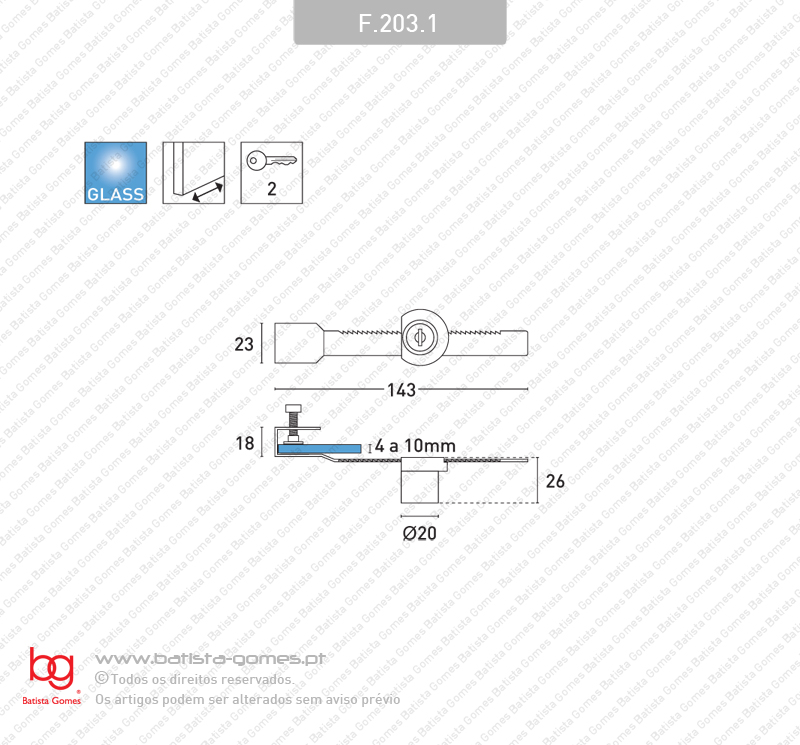 Fechadura para portas de correr em vidro